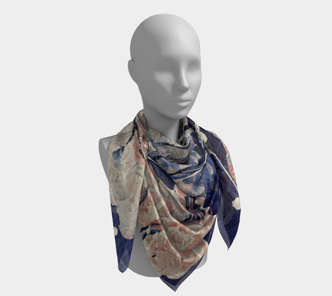 "Hydrangeas" Square Scarf (Purple, Ivory, Blush)