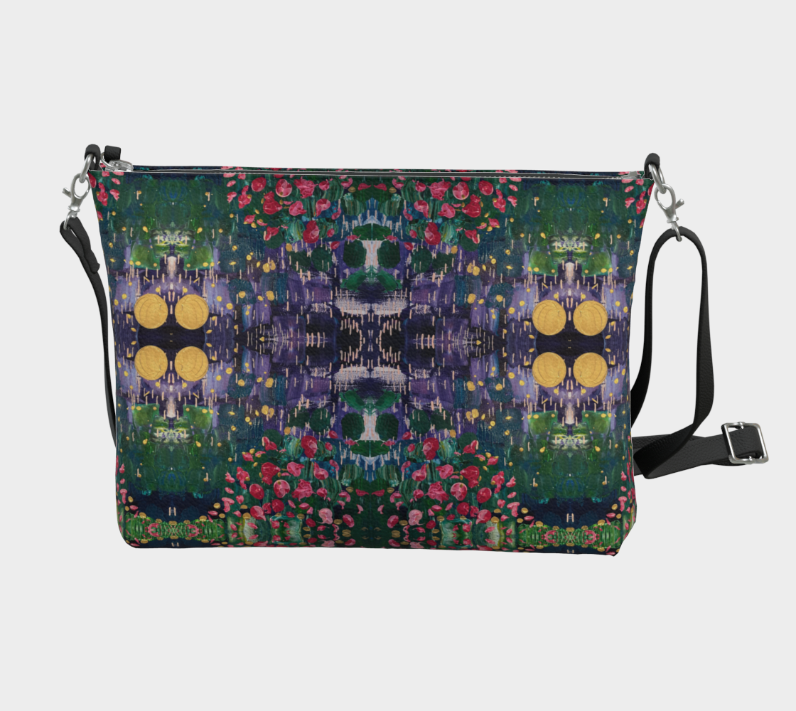 "Spring Rain"  Vegan Leather Crossbody Purse (Green, Purple)