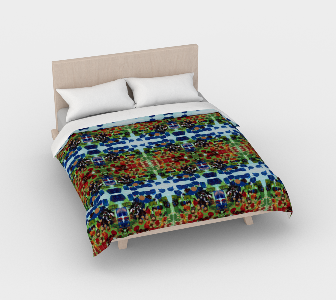 ”Fall Garden” Duvet Cover #2 (Green, Blue, Red)