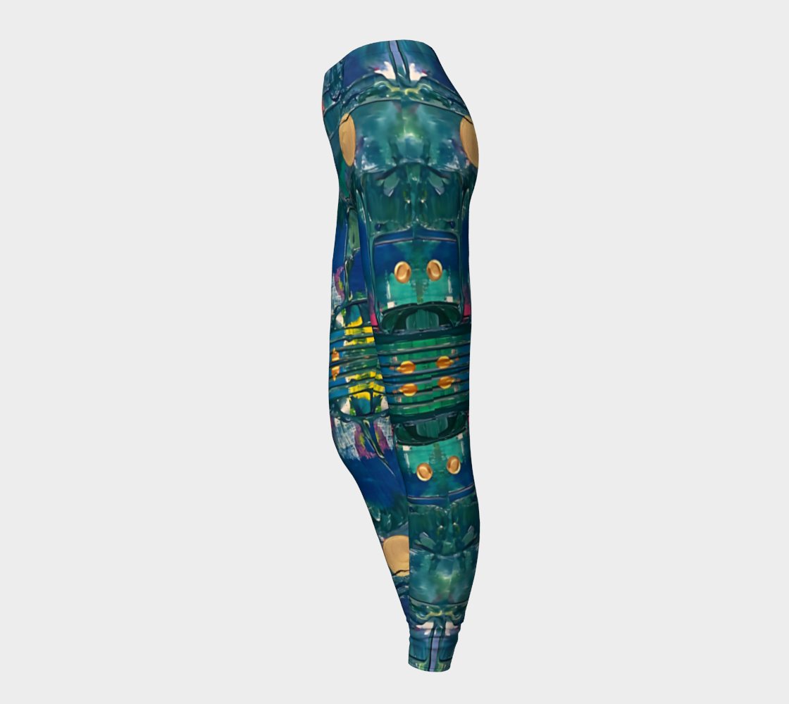 "Water Lilies" Leggings (Turquoise, Pink, Gold)