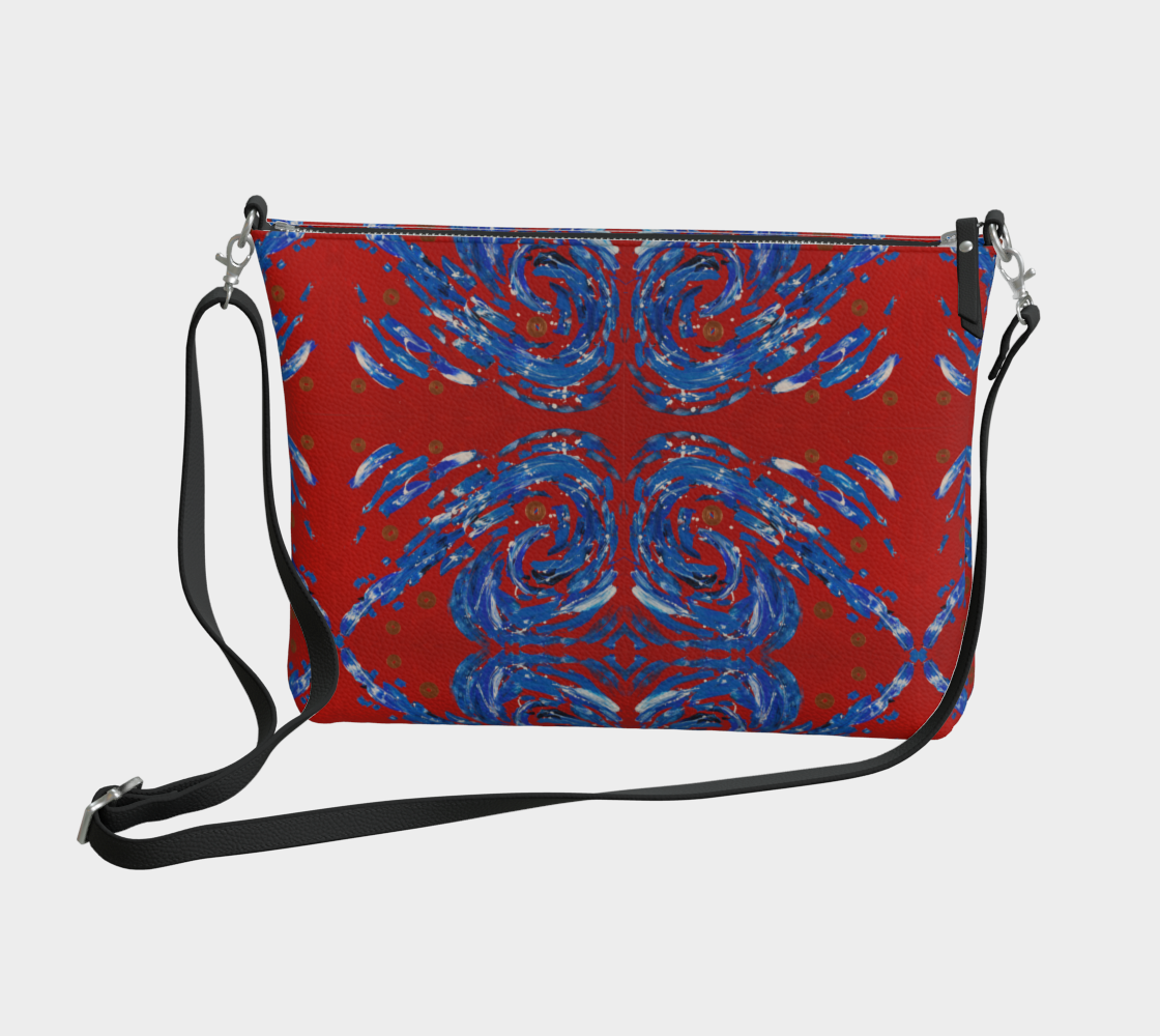 "Justice"  Vegan Leather Crossbody Purse (Red, Blue)