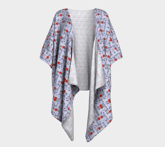 "Cool Purple" Draped Kimono (Lilac, Red)