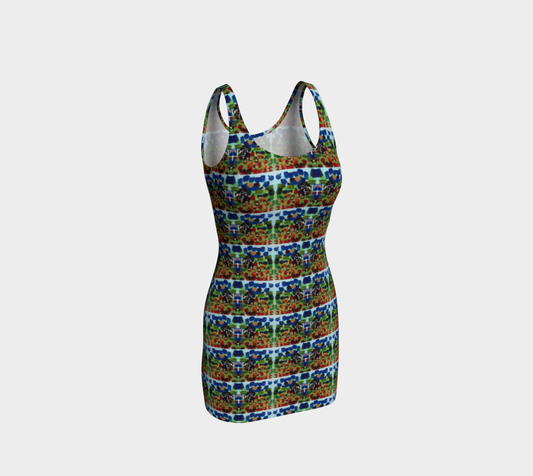 "Fall Garden" Bodycon Dress (Blue, Green, Red)