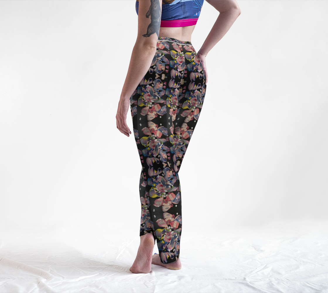 "Grace in Orchid Petals" Lounge Pants (Black, Pink)