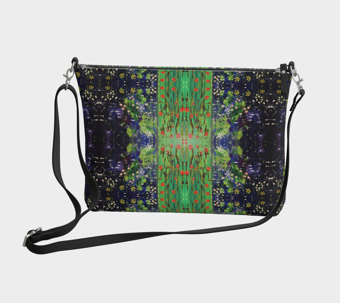 "Norther"Summer by Monty's Marsh"  Vegan Leather Crossbody Purse (Purple, Green)