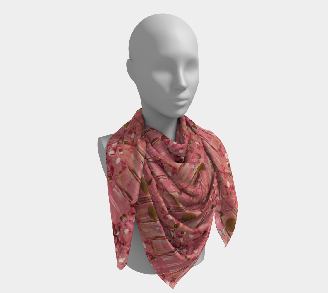 "Gratitude" Square Scarf (Pink, Gold)