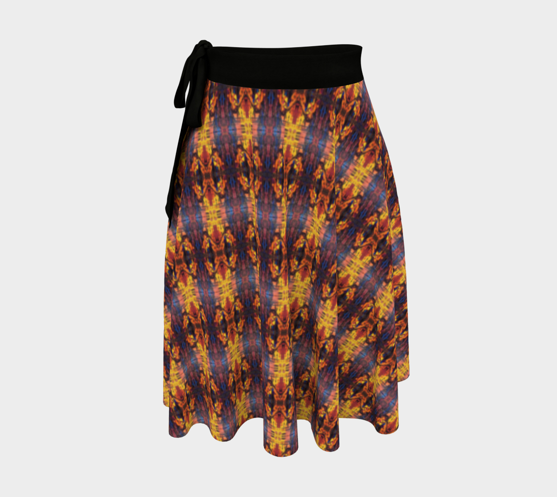 "Winter Woods with Phoenix " Wrap Skirt (Purple, Orange)