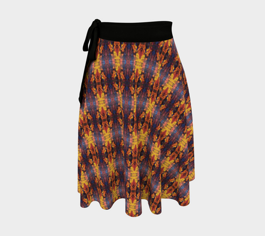 "Winter Woods with Phoenix " Wrap Skirt (Purple, Orange)