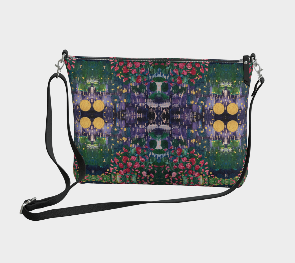 "Spring Rain"  Vegan Leather Crossbody Purse (Green, Purple)