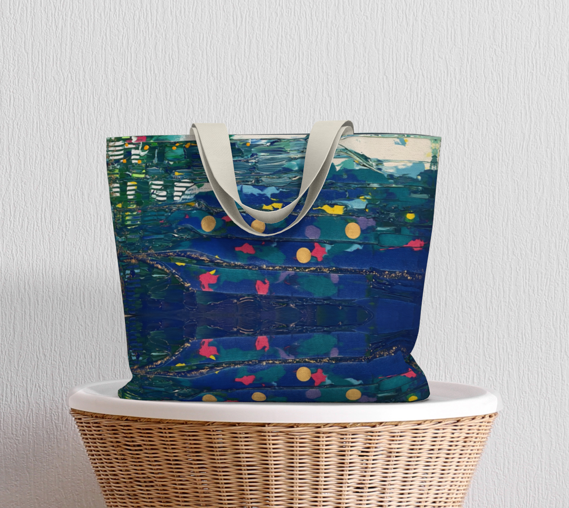 "By Monty's Marsh" Large Tote (Blue, Aqua, Pink, White)