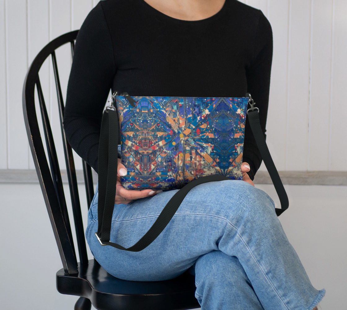 “Birth of a Star” Vegan Leather Crossbody Purse (Blue, Pink)