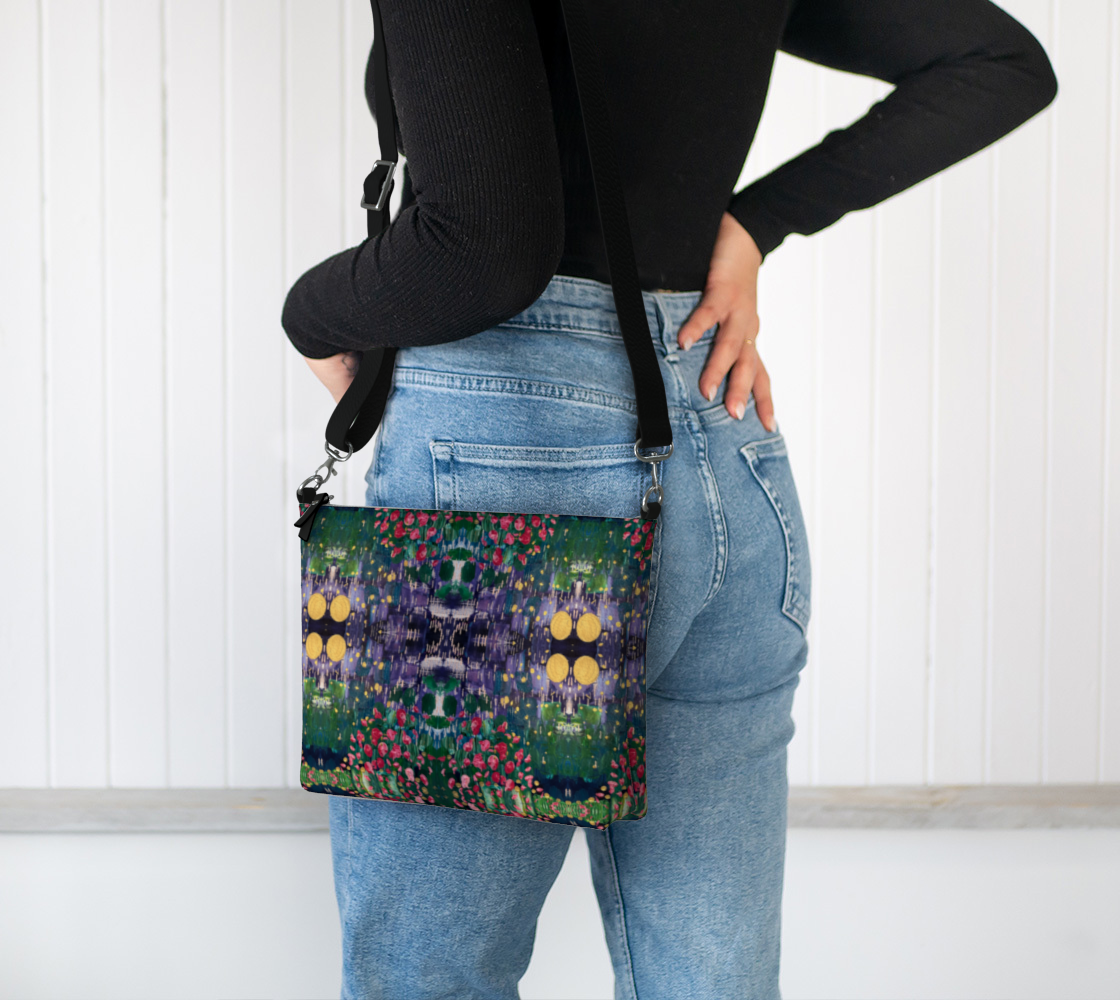 "Spring Rain"  Vegan Leather Crossbody Purse (Green, Purple)