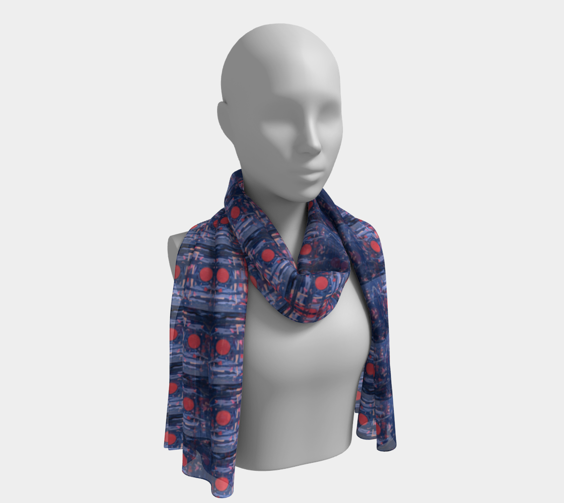 "Joy" Long Scarf #2 (Blue, Pink)