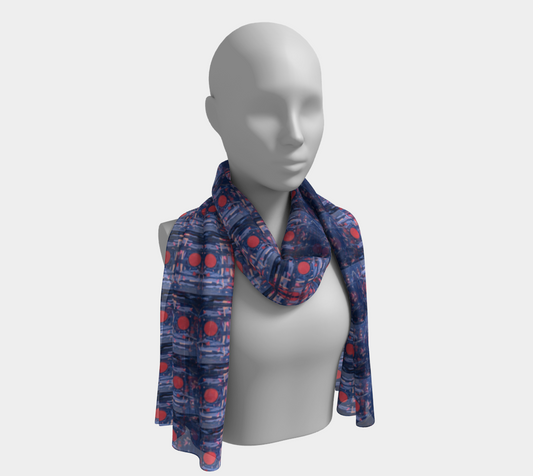 "Joy" Long Scarf #2 (Blue, Pink)