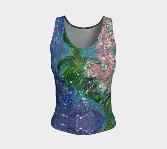 "Anniversary Flowers" Fitted Tank (Purple, Green, Pink)