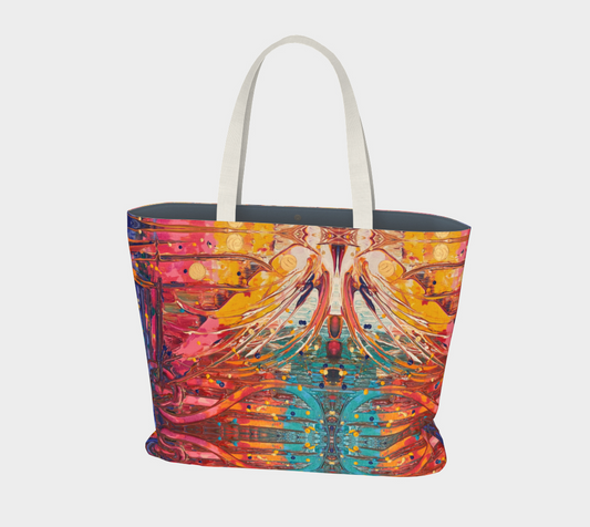 "Love Supreme" Large Tote (Orange, Yellow, Aqua, Pink)