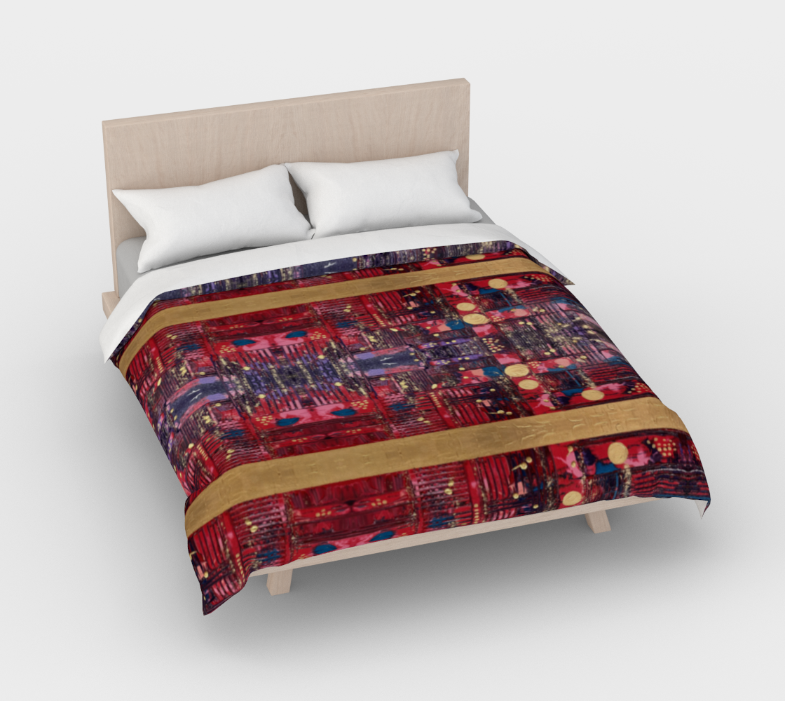 ”Longing for Peace Patchwork” Duvet Cover #2 (Red, Purple, Gold)