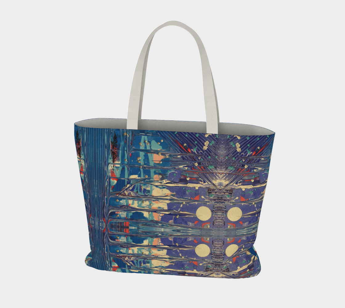 "Pacific Sky" Large Tote (Blue, Aqua, Silver)