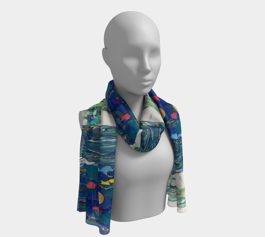 "By Monty's Marsh" Long Scarf (Blue, Green, Pink)
