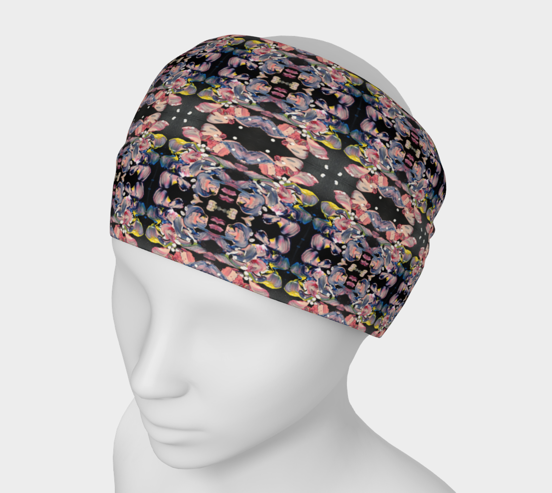 "Grace in Orchid Petals" Headband #3 (Black, Pink, Yellow)