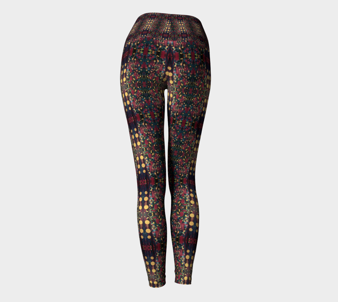 "Tulips" Yoga Leggings (Magenta, Gold)