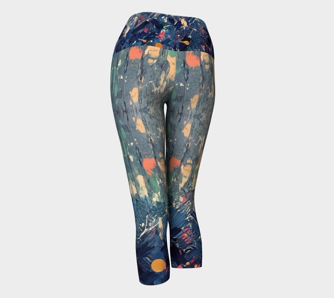 "Blue Mountain" Yoga Capris (Blue, Pink)