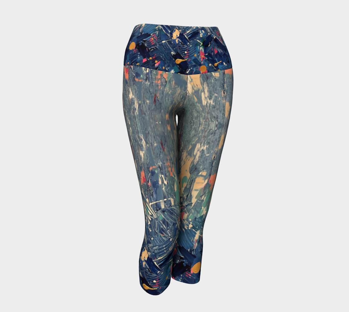 "Blue Mountain" Yoga Capris (Blue, Pink)