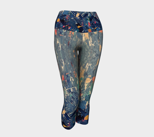 "Blue Mountain" Yoga Capris (Blue, Pink)