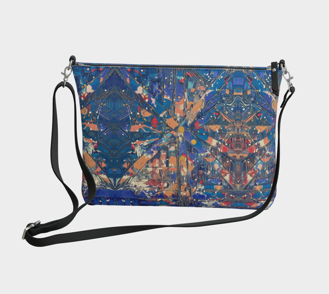 “Birth of a Star” Vegan Leather Crossbody Purse (Blue, Pink)