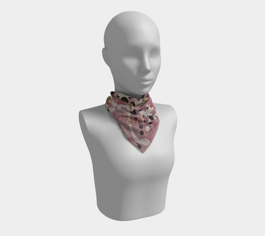 "Cherry Blossom" Square Scarf (Pink, White)