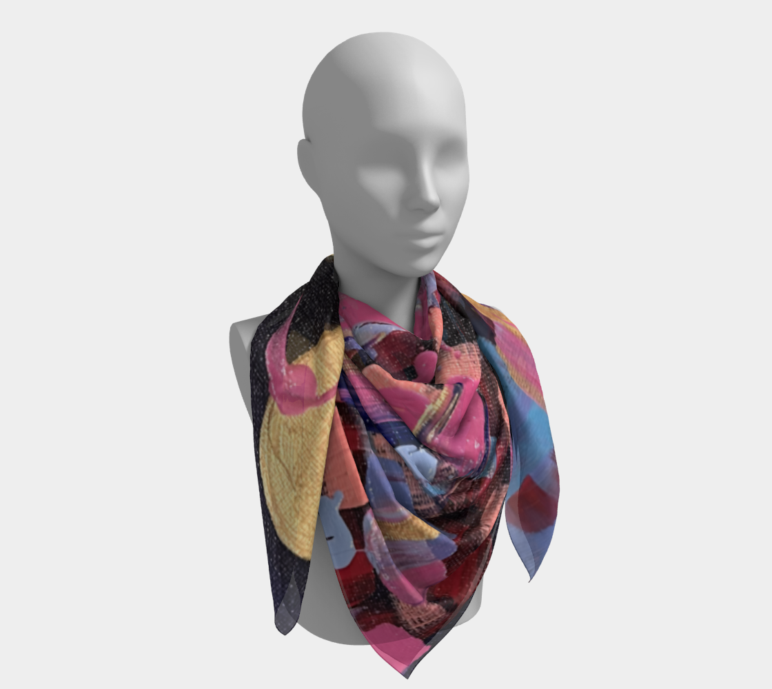 "Winter Night" Square Scarf (Purple, Pink, Blue)