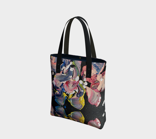 "Grace In Orchid Petals " Tote (Black, Pink, Yellow)