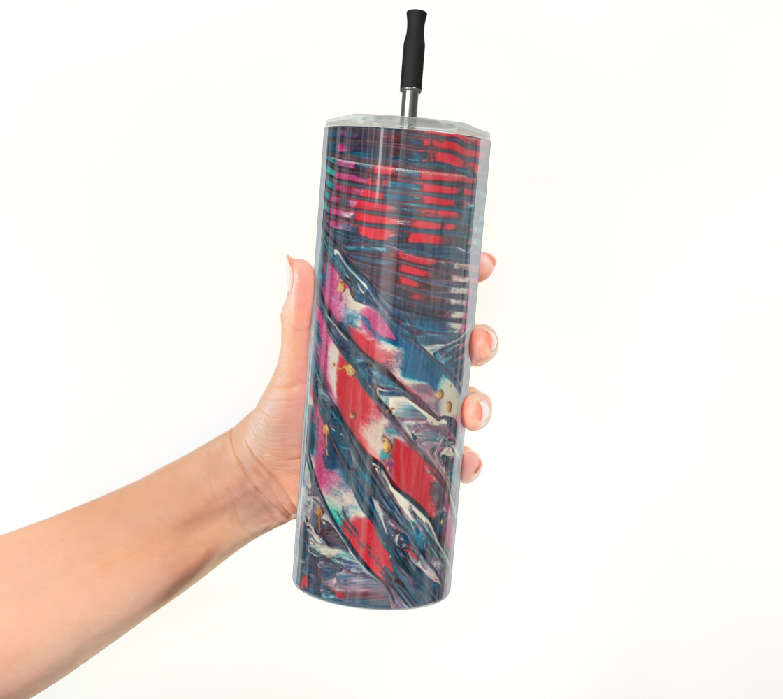 "Awakening"  Glossy Tumbler (Turquoise, Red, Gold)