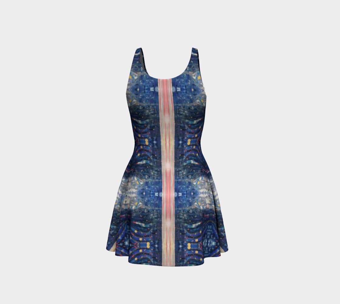 "Blue Sky" Flare Dress (Blue, Pink)
