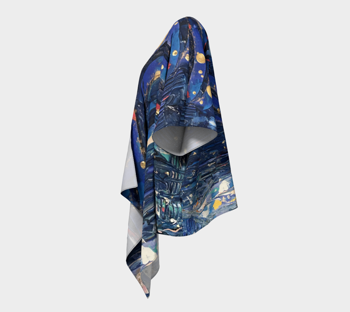 "Blue Sky" Draped Kimono (Blue, Pink)