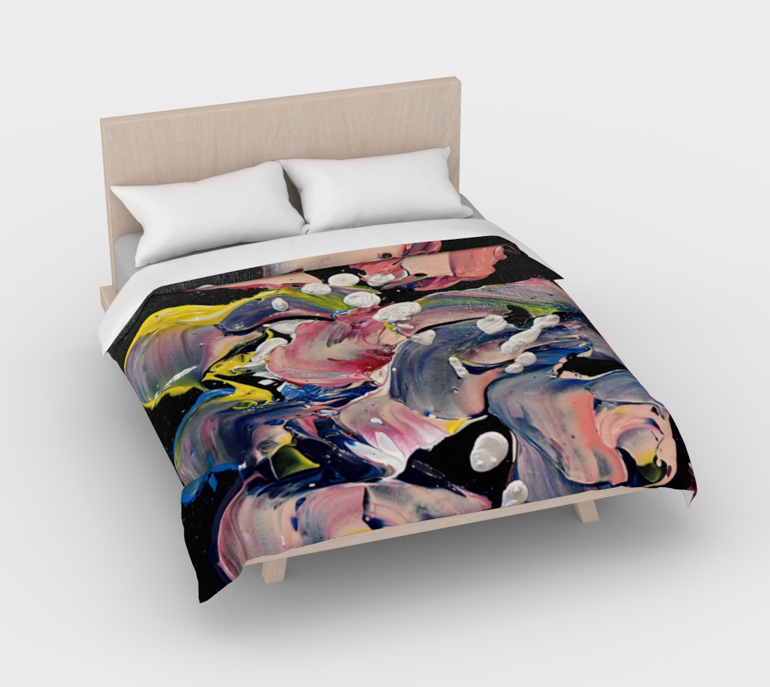 "Grace in Orchid Petals" Duvet Cover (Black, Pink, Yellow)