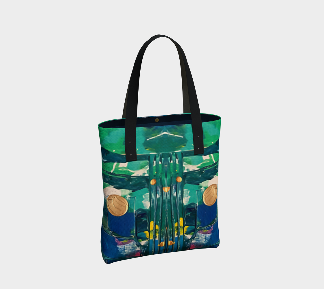 "Water Lilies" Tote (Aqua, Green, Blue)