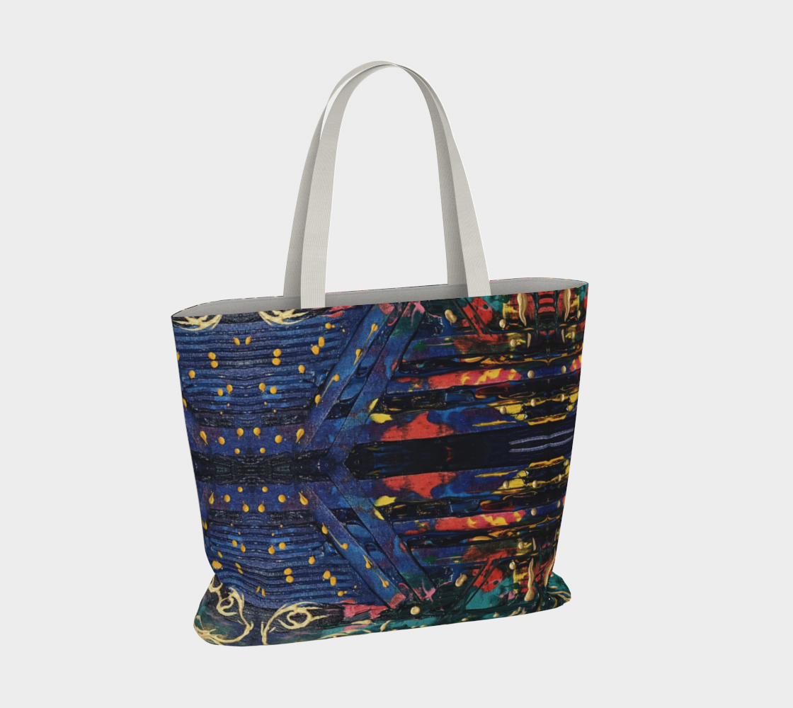 "Living Colours" Large Tote (Blue, Red, Yellow)