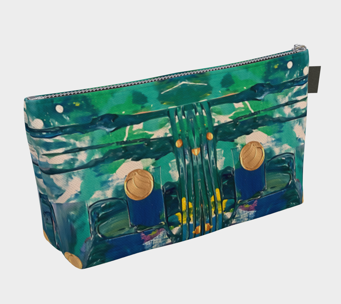 "Water Lilies" Make Up Bag (Aqua, Blue, White)