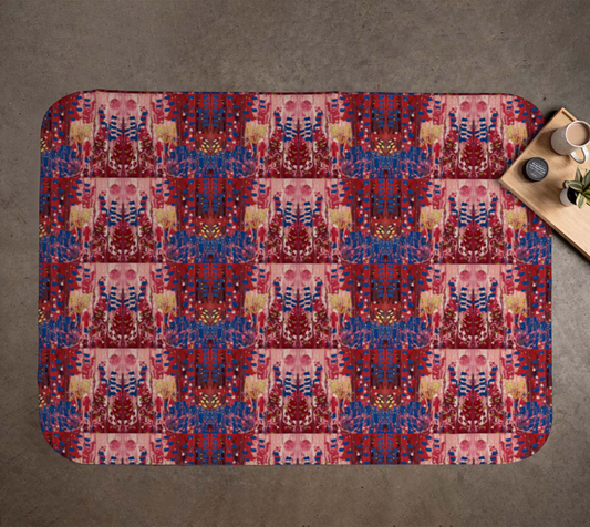 "Hearts and Flowers" Blanket #2 (Red, Pink, Blue)