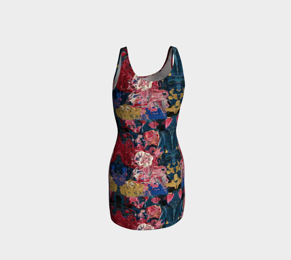 "Wild Carnations" Bodycon Dress (Pink, Blue)