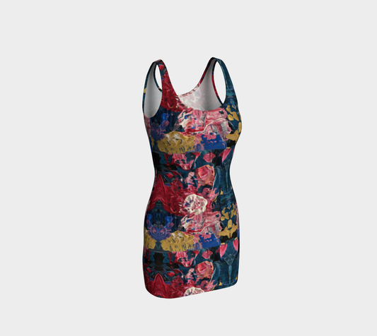 "Wild Carnations" Bodycon Dress (Pink, Blue)