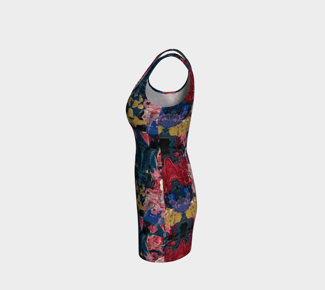 "Wild Carnations" Bodycon Dress (Pink, Blue)