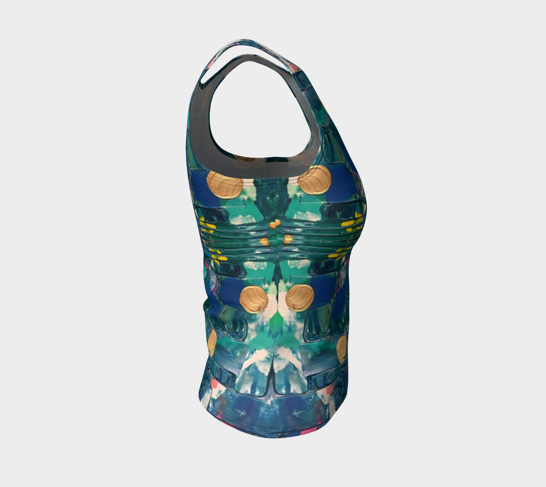 "Water Lilies" Fitted Tank (Aqua, Blue)