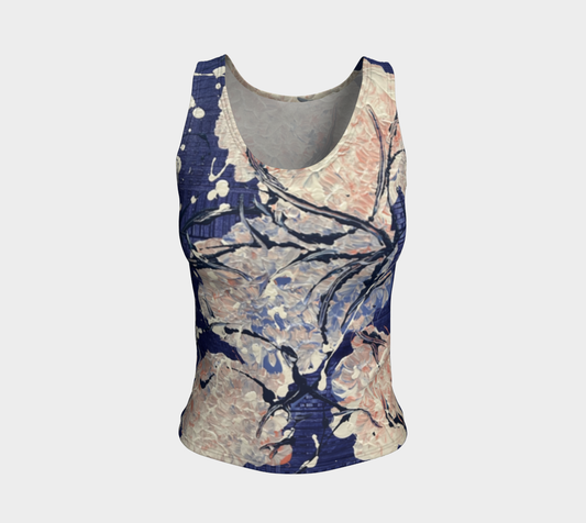 "Hydrangeas" Fitted Tank (Purple, Buff)