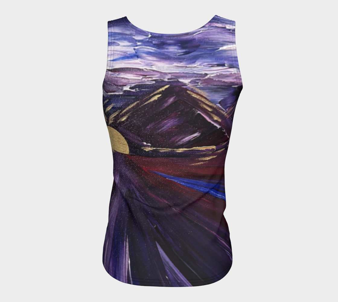 "Winter Lake" Fitted Tank LONG (Purple, Gold)
