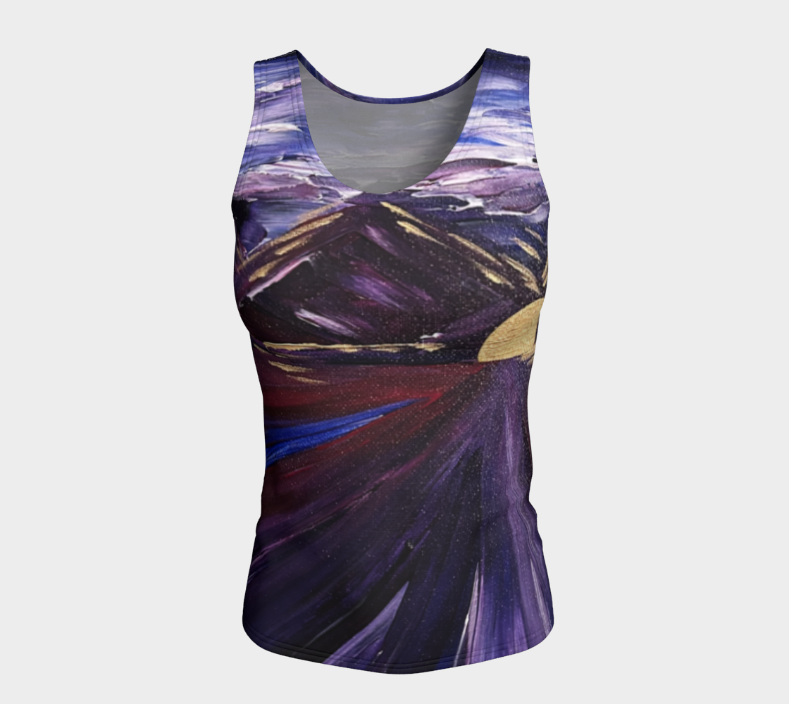 "Winter Lake" Fitted Tank LONG (Purple, Gold)