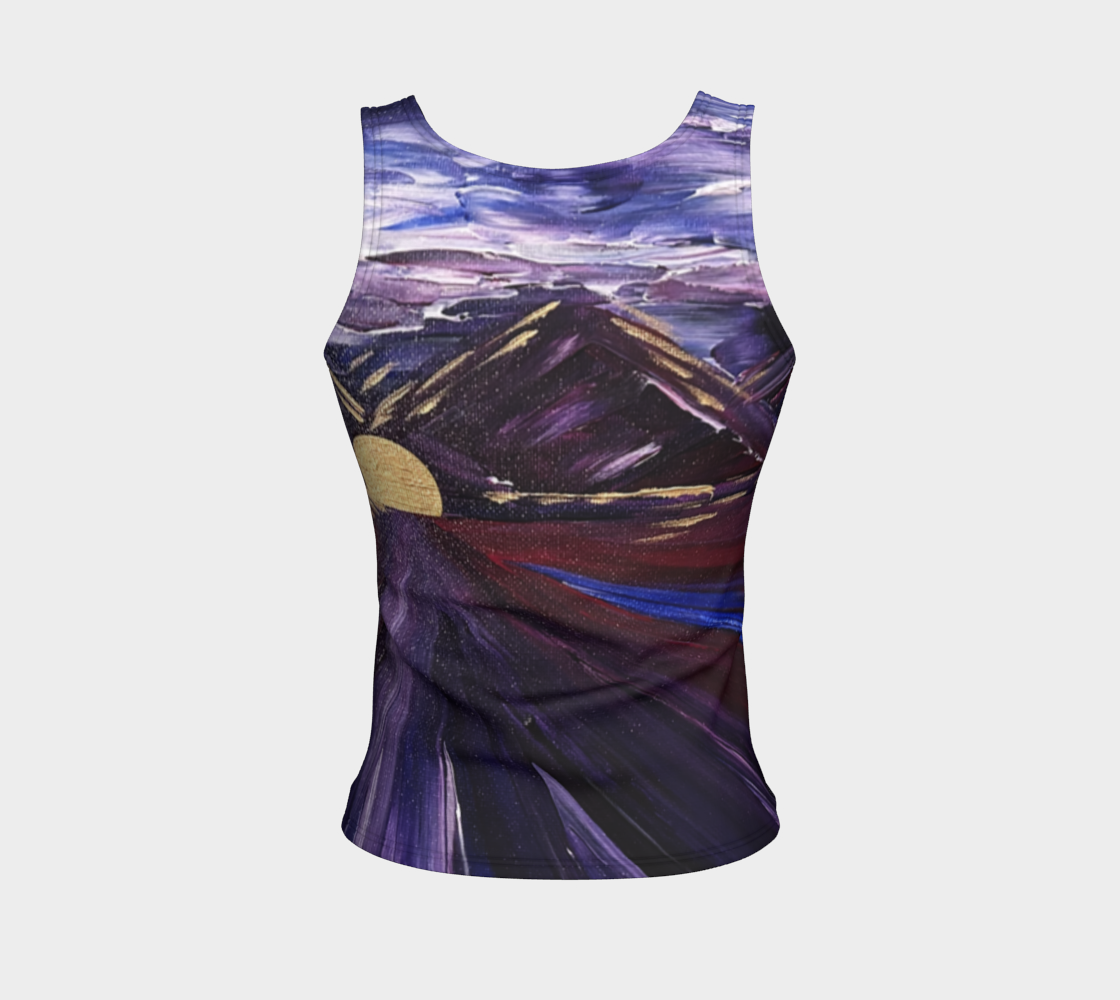 "Winter Lake" Fitted Tank LONG (Purple, Gold)