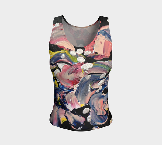 "Grace In Orchid Petals" Fitted Tank (Black, Pink)