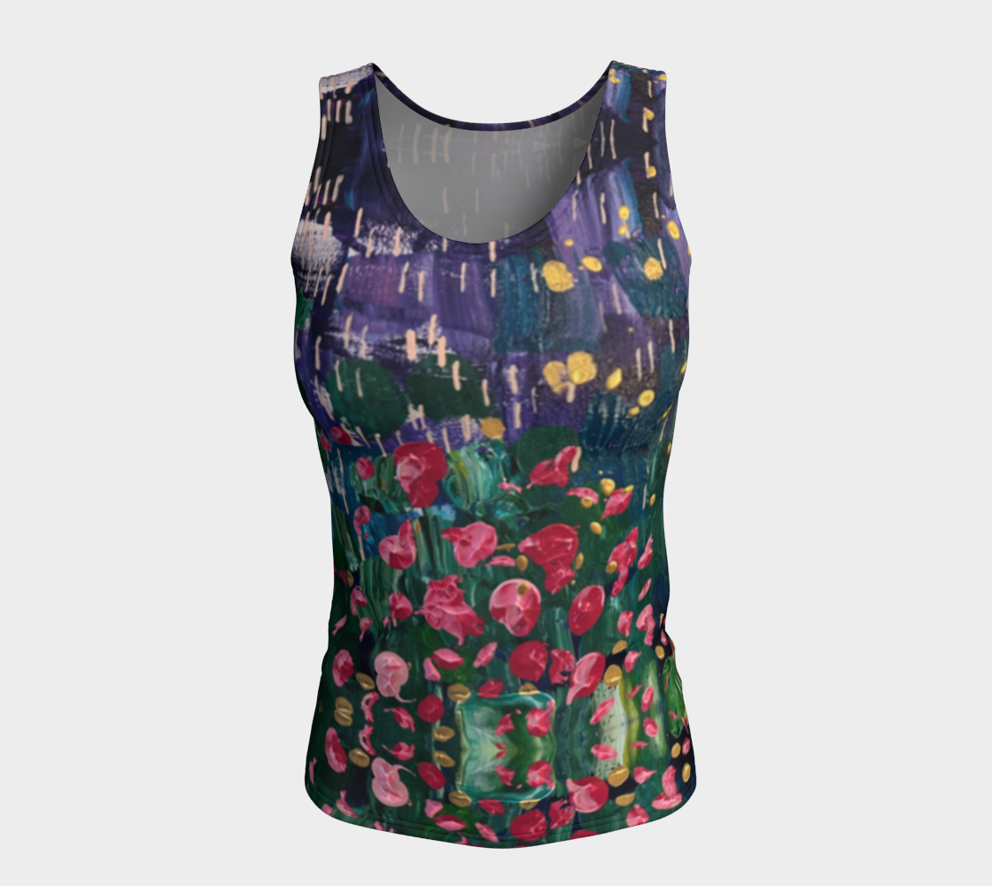 "Spring Rain" Fitted Tank LONG (Purple, Pink,Green)
